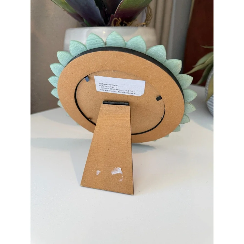 Shakti Exports Mint Green Pearlescent Petal Round Picture Frame Flower Design